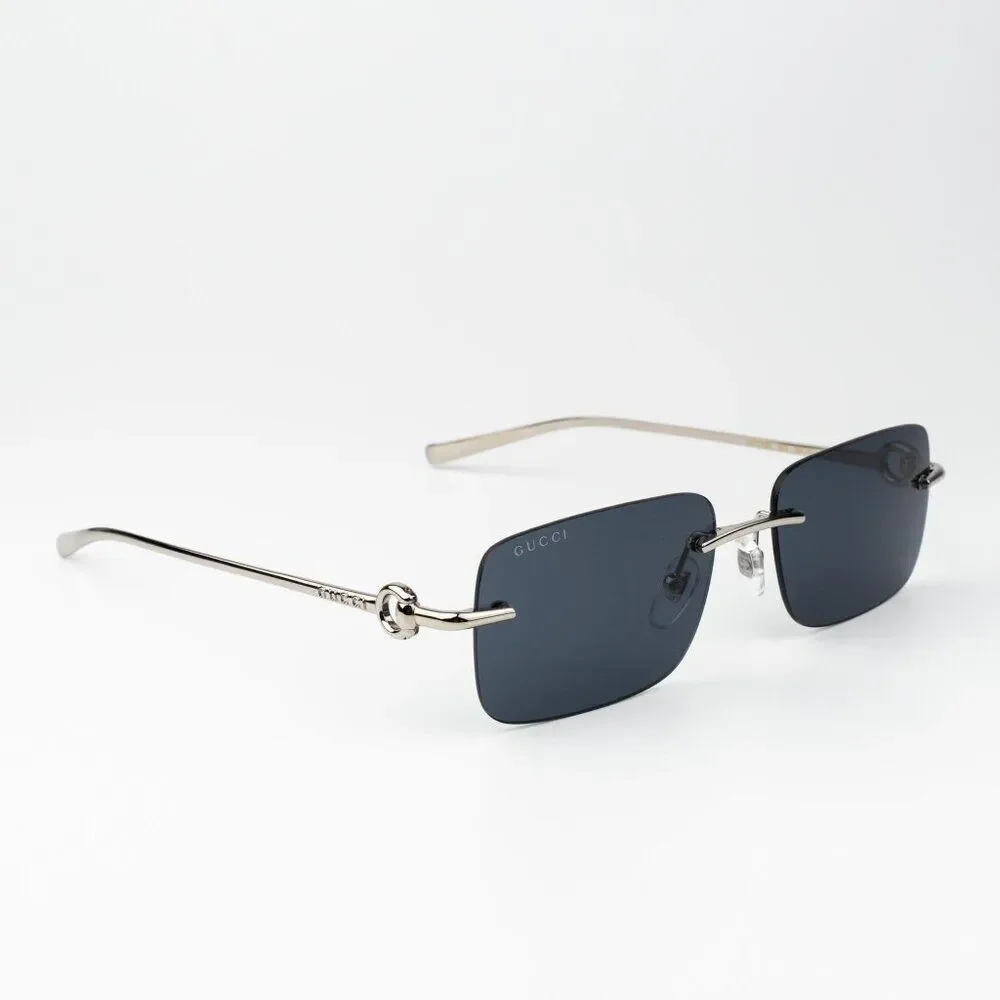 Gucci Men Sunglasses Silver Blue Rectangle GG1703S 003 BRAND NEW